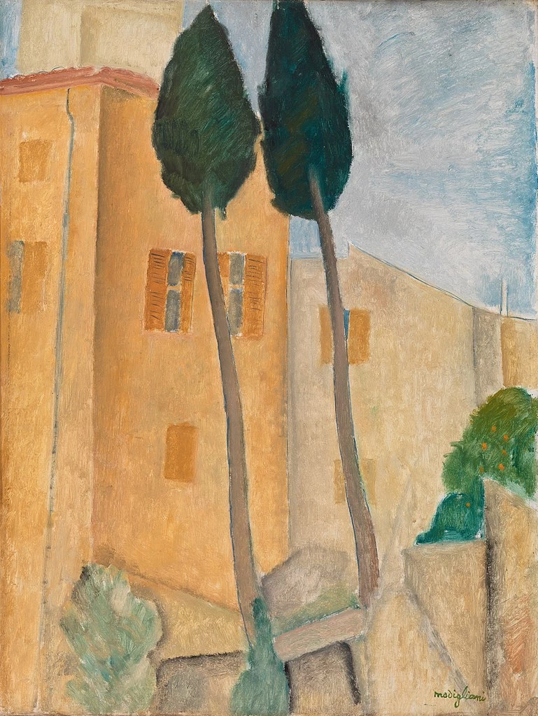 Amedeo Modigliani - Cipressi e case a Cagnes, Barnes Foundation, Filadelfia 1